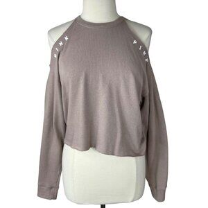 Pink Victorias Secret Sweatshirt Womens Small Pink Cold Shoulder